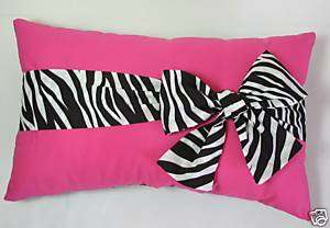 Black & Pink Zebra Stripe Throw Pillow Sofa Bed Zebra  