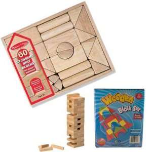   Unit Blocks with Additional Stack N Build 25 Piece Wooden Block Set