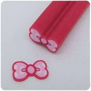 Polymer Clay Red Bowknot Cane Nail Art Slice Beads R53  