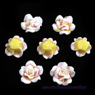   Colors Flowers Rose FIMO Polymer Clay Beads 20mm Charms 110313+  