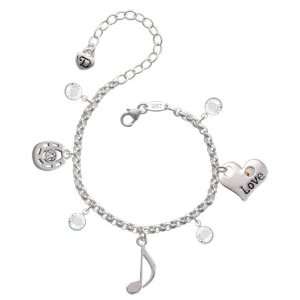   Music Note Love & Luck Charm Bracelet with Clear Swarov Jewelry