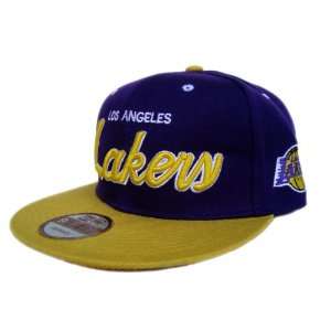  NBA L.A. Lakers Snapback Dark Purple Yellow Hat Sports 