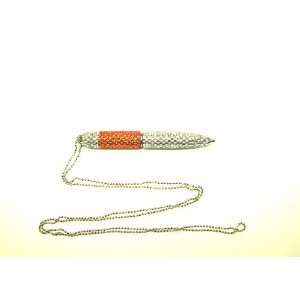  Crystal Rhinestone Necklace Ballpoint Pen Orange 