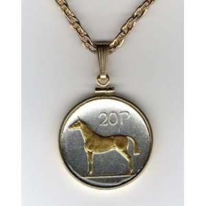  Pence Horse Two Tone Coin Pendant with 24 Chain