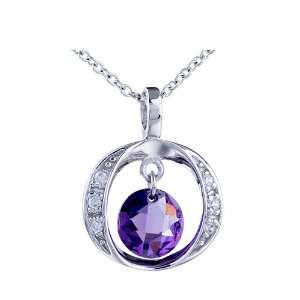  Round Purple Crystal Pendant Necklace Jewelry Pugster 
