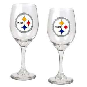 Pittsburgh Steelers NFL 2pc Wine Glass Set   Primary Logo 