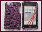 New Apple iPod Touch 4 Purple Bk Zebra Crystal Bling Hard Case Cover