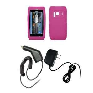 Nokia N8   Premium Hot Pink Soft Silicone Gel Skin Cover Case + Rapid 