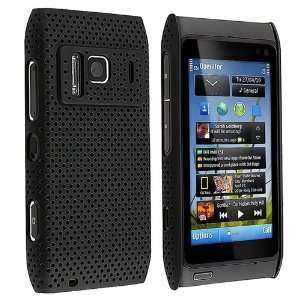  Snap on Rubber Coated Case for Nokia N8, Black Meshed Rear 