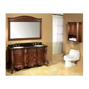   Stone Coutertop, 2 Ceramic Vessel Sinks, Overjohn Cabinet & Mirror