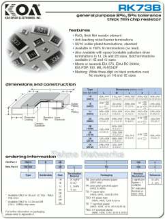 KOA   1.8k Ω Ohm 5% 1W 2512 SMD Resistors   100pcs 