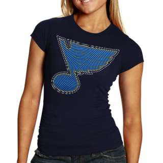 Reebok St. Louis Blues Ladies Navy Blue Spiro Foil Logo T shirt 