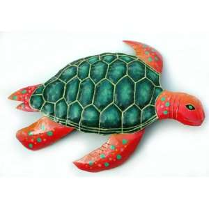 Painted Metal Swimming Turtle   Patio or Garden Art 20x15 