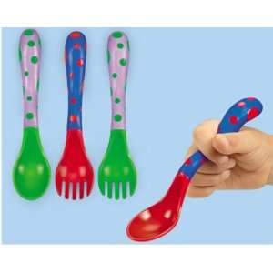  Easy Grip Toddler 4 Pack Spoon & Fork Set, Girl colors 
