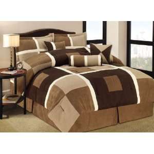   Pattern Suede Patchwork Comforter Bed in a Bag Set Washable King Size