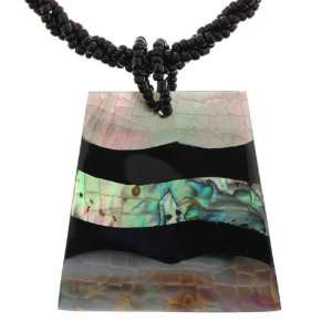  Abalone and Mother of Pearl Pendant with Bead Necklace 