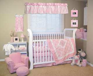 Versailles Pink Damask Crib Bedding Baby Nursery Sets  
