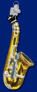 SAXOPHONE OLD WORLD CHRISTMAS GLASS MUSICAL INSTRUMENT WOODWIND 