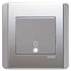 Grey silver 4A bell push switch marked bell symbol (Vertical)