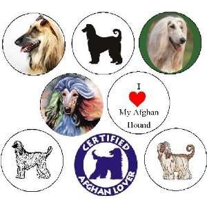 8 Afghan Hound Dogs Pinback Buttons Pins 