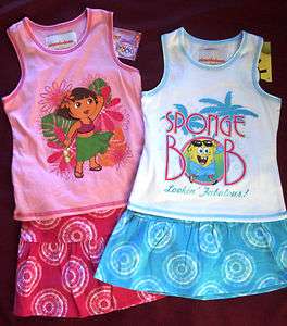   2PC DORA OR SPONGEBOB SCOOTER SETS SIZES 18 MONTHS, 4T & 5T  