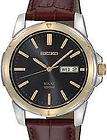 SEIKO SNE102 SOLAR BROWN LEATHER STRAP MENS WATCH NEW 2