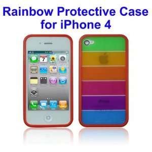 TM) Rainbow Hard Plastic Protective Skin Case Slim Fit with Red Border 