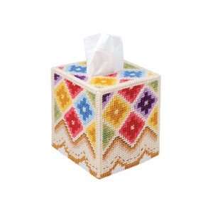    Country Quilt Tissue Box Plastic Canvas Kit