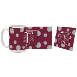  Texas A&M Aggies Polka Dots Mug and Coaster Set Sports 