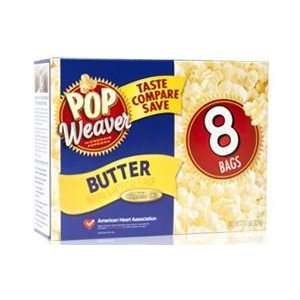Pop Weaver Microwave Popcorn, Butter Flavor, 8 Bags, (Pack of 3 