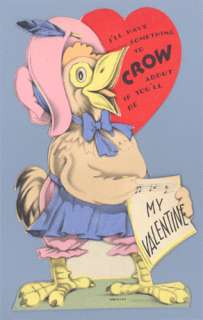 Vintage Valentine BIRD Rooster SOMETHING TO CROW ABOUT  
