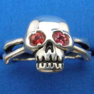   Sterling Silver Human Skull Earrings, padparadscha sapphire eyes