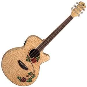   QUILTED MAPLE FOLK ACOUSTIC ELECTRIC CUTAWAY GUITAR Musical