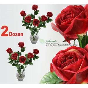   24 Pieces 26 Open Rose Artificial Silk Flower Sprays