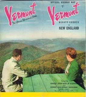 1950 VERMONT Official State Highway Road Map Burlington  