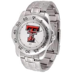 Texas Tech Red Raiders Suntime Mens Sports Watch w/ Steel Band 