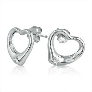 Sterling Silver and Diamond Heart Shaped Earrings  