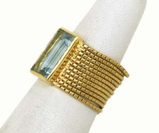 DESIGNER H. STERN HAND MADE 18K GOLD & AQUAMARINE LADIES FLEX BAND 