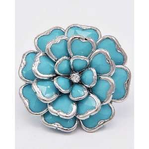  Bright Turquoise Flower Cocktail Ring 