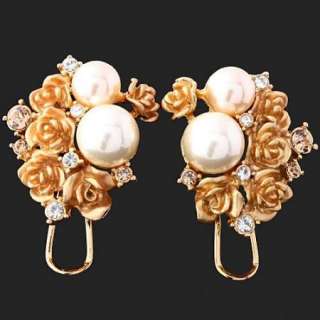 Swarovski Crystal Pearl Rose Gold GP Studs Earrings  