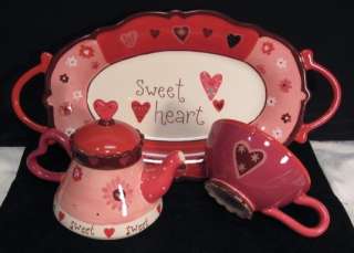   ~VALENTINES DAY~SWEET HEART~TEAPOT~COFFEE TEA CUP~SERVING TRAY  