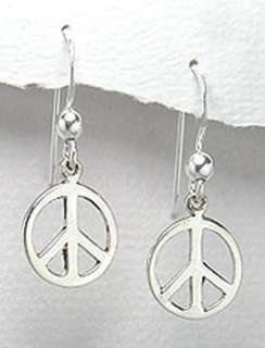 Small Sterling Silver Peace Sign Symbol Earring Jewelry  
