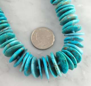   Blue Turquoise Slice Necklace 30 Graduated Disc Southwest  