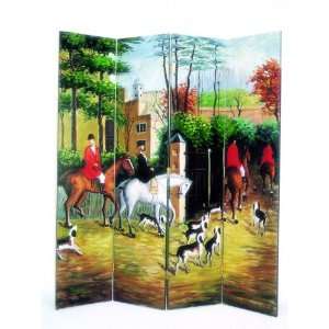   Furniture 1206 Hunting Scene Screen Room Divider