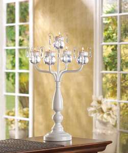 White Iron Tabletop Tealight Candelabra Candle Holder  