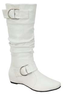 BLOSSOM womens tall boots with top and upper bands in wrinkled PU 