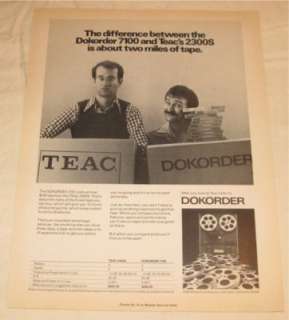 Dokorder 7100 Reel to Reel Tape Deck PRINT AD 1975  