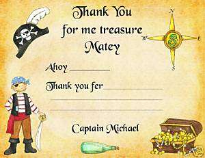 PIRATE Birthday Party Thank You Cards CUTE  