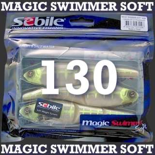 The Magic Swimmer Soft 130 Pro Pack comes with three swimbaits, one 