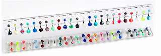 Pc Z  Strip Acrylic Display with 48 pc belly rings & Tongue rings.